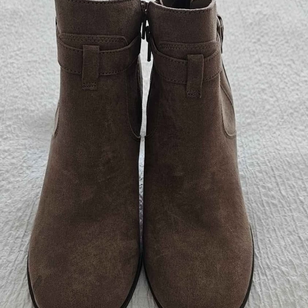 Market & Spruce Brown Ankle Booties with Suede Finish